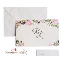 Partecipazione matrimonio economica con cornice floreale multicolore.