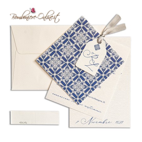 Blu Sfondo Stampata Biglietto d'invito