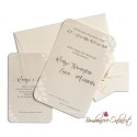 Partecipazione con invito matrimonio economica fascia avorio con foglie con iniziali