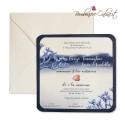 Partecipazione Nozze elegante ed economica quadrata in cornice blu