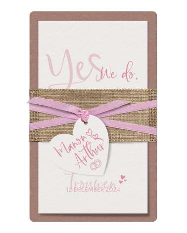 Partecipazione di nozze - Elegante carta di matrimonio Kraft con talloncino cuore