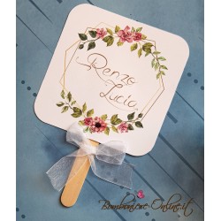 Ventaglio per invitati matrimonio bianco con decoro floreale