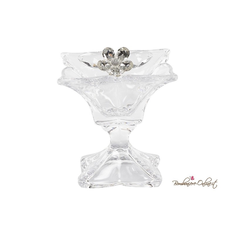 Alzatina con applicazione fiore crystal prezioso