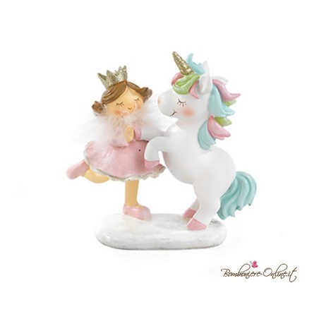 Bomboniera tenera Bimba principessa piccola con unicorno