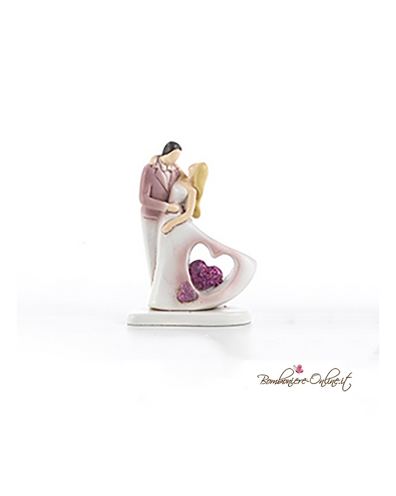 Bomboniera matrimonio piccola innamorati stilizzati con cuore colorato -  BMB-PB18262
