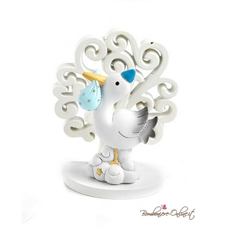 Albero con cicogna fagottino celeste