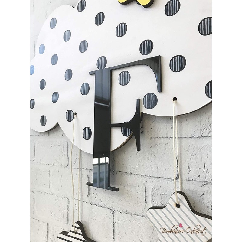 Nuvoletta in legno e plexiglass personalizzabile con iniziale