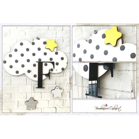 Nuvoletta in legno e plexiglass personalizzabile con iniziale
