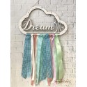 Nuvola in legno con nastri colorati acchiappasogni Dream Big