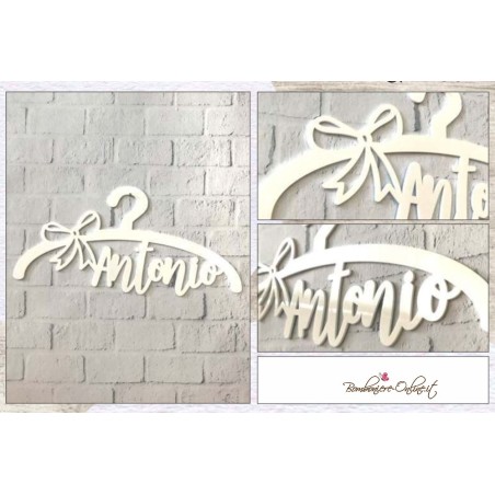 Gruccia in plexiglass bianco decorativo personalizzabile con nome