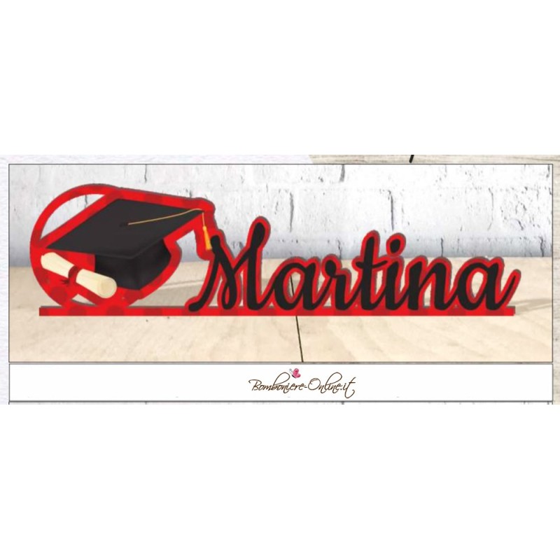 Scritta personalizzabile da tavolo Laurea con tocco in legno multistrato