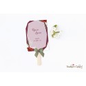 Ventaglio "Bordeaux con rose" abbinato a partecipazione in set con menù e segnaposto coordinati