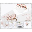 Set Partecipazione "Albero cuori colorati" in set con libro messa, menù, segnaposto e ventaglio coordinati