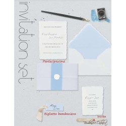 Set coordinato Partecipazione e accessori Matrimonio "Everything azzurro"