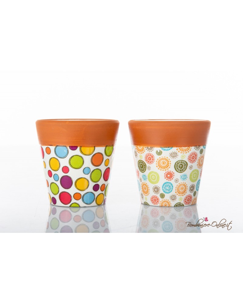 Bomboniere: Vasetto in ceramica a pois o cuori colorati