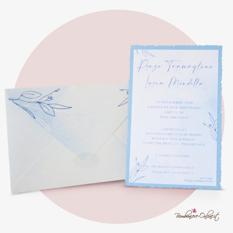 Partecipazione Matrimonio nelle nuances del blu  - F1688-C16
