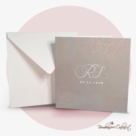 Partecipazione Matrimonio quadrata minimal