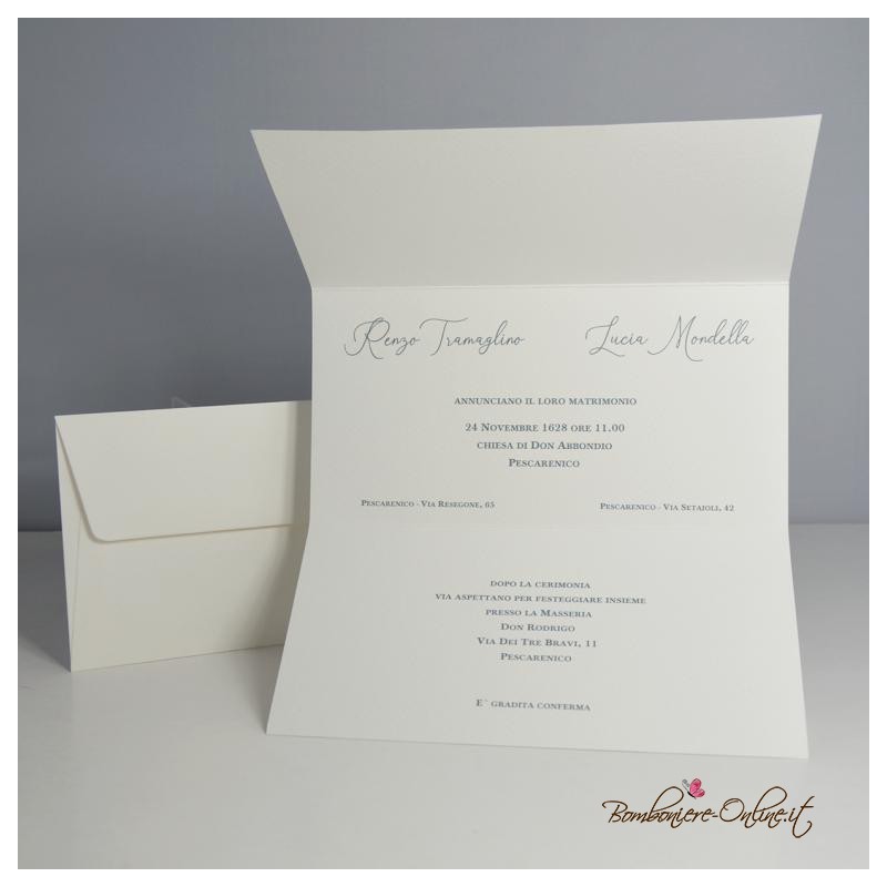 Partecipazione Matrimonio rettangolare con foglie acquerello
