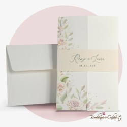 Partecipazione Matrimonio romantica con fiori acquerello