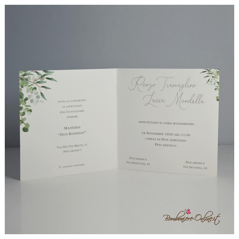 Partecipazione Matrimonio quadrata stile Boho chic