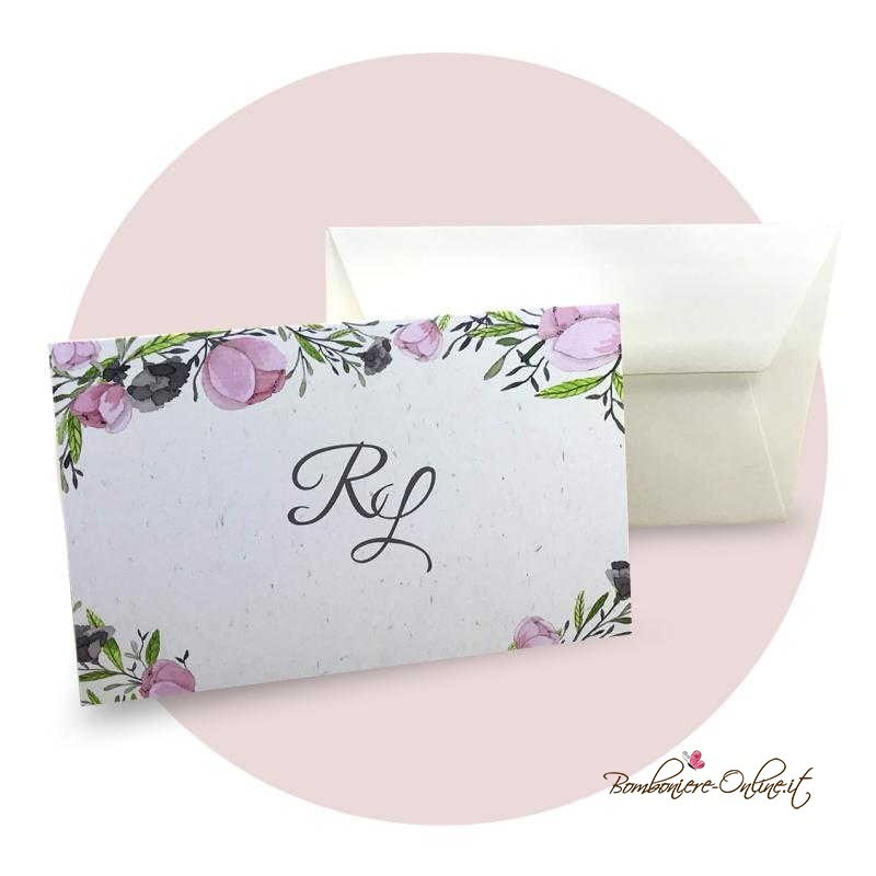 Partecipazione matrimonio economica online con cornice floreale multicolore - F1559-C16