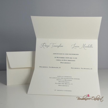 Partecipazione Matrimonio minimal con fascia verde