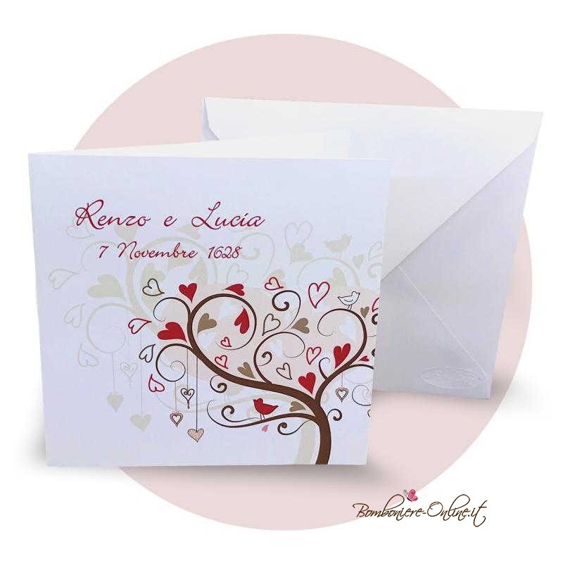 Set Partecipazione "Albero cuori colorati" con accessori coordinati