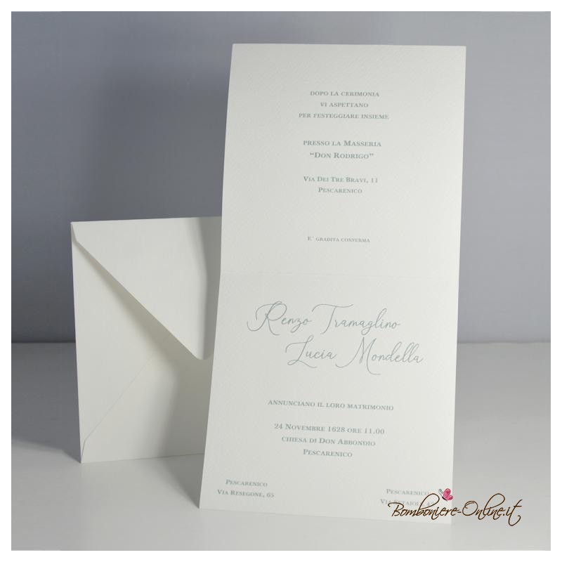 Partecipazione Matrimonio quadrata con rose bianche