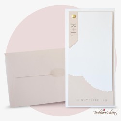 Partecipazione matrimonio 3 fogli e tag Iniziali