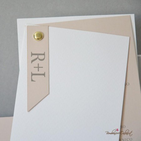 Partecipazione matrimonio 3 fogli e tag Iniziali