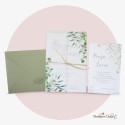 Partecipazione Matrimonio verde a tema Boho con carta traslucida