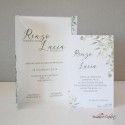 Partecipazione Matrimonio verde a tema Boho con carta traslucida