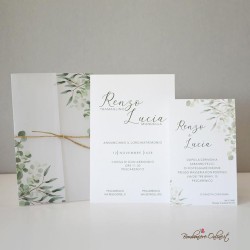 Partecipazione Matrimonio verde a tema Boho con carta traslucida