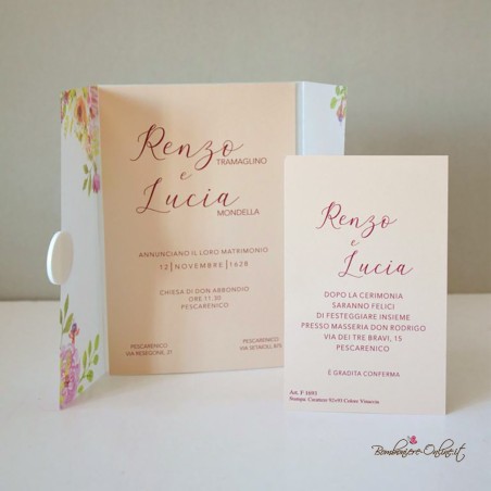Partecipazione Matrimonio rettangolare Peonie