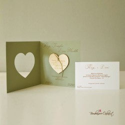 Partecipazione Matrimonio tag cuore in legno inciso