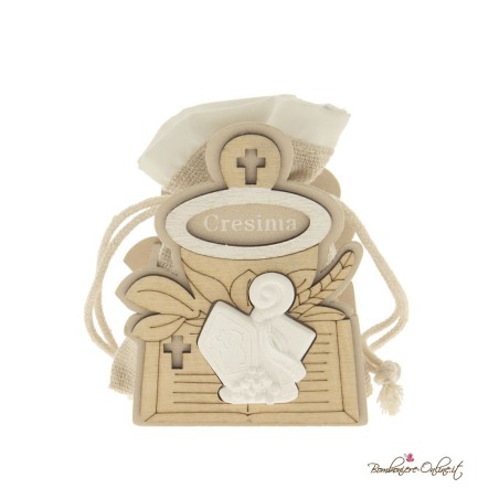 Scatolina in legno Sacchetto portaconfetti Santa Cresima