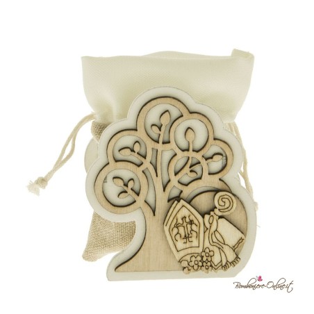 Scatolina in legno Sacchetto portaconfetti Albero Santa Cresima