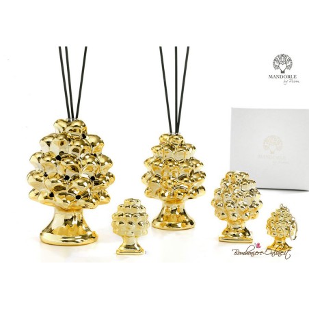 Bomboniera diffondi profumo pigna oro grande