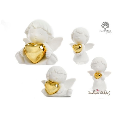 Bomboniera angelo con cuore oro piccolo
