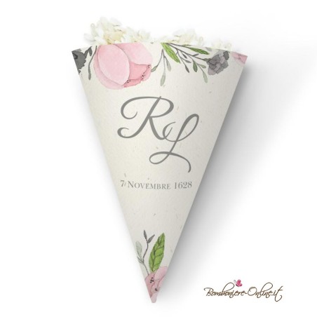 Partecipazione matrimonio economica online con cornice floreale multicolore - F1559-C16