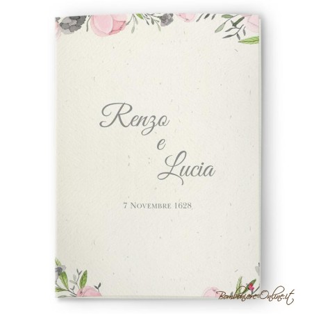 Partecipazione matrimonio economica online con cornice floreale multicolore - F1559-C16