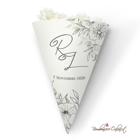 Partecipazione matrimonio tre biglietti verticali e iniziali su busta