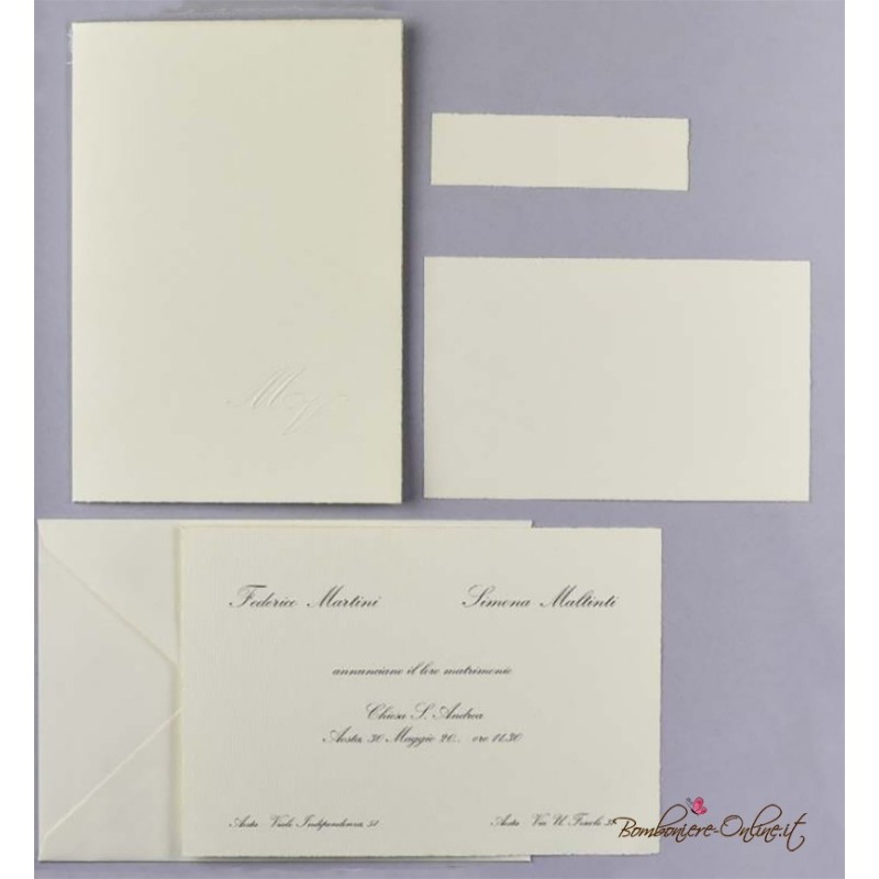 Partecipazione rettangolare verticale cartoncino avorio - P1006-C19M