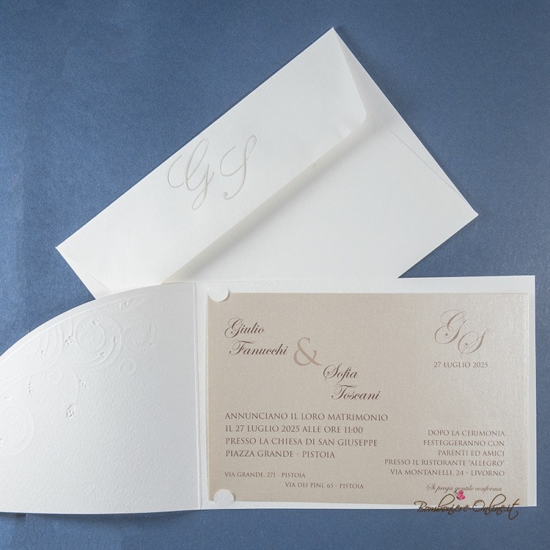 Partecipazione matrimonio fiocchetto in raso