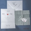 Partecipazione matrimonio grigia Cuore rosso