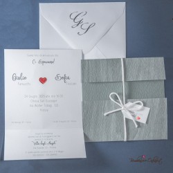 Partecipazione matrimonio grigia Cuore rosso