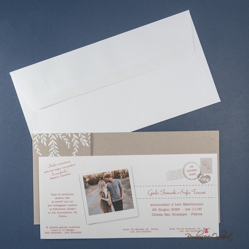 Partecipazione nozze Lettera foto Personalizzata