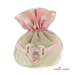 Sacchetto nascita bimba tessuto Cuore orsetto rosa