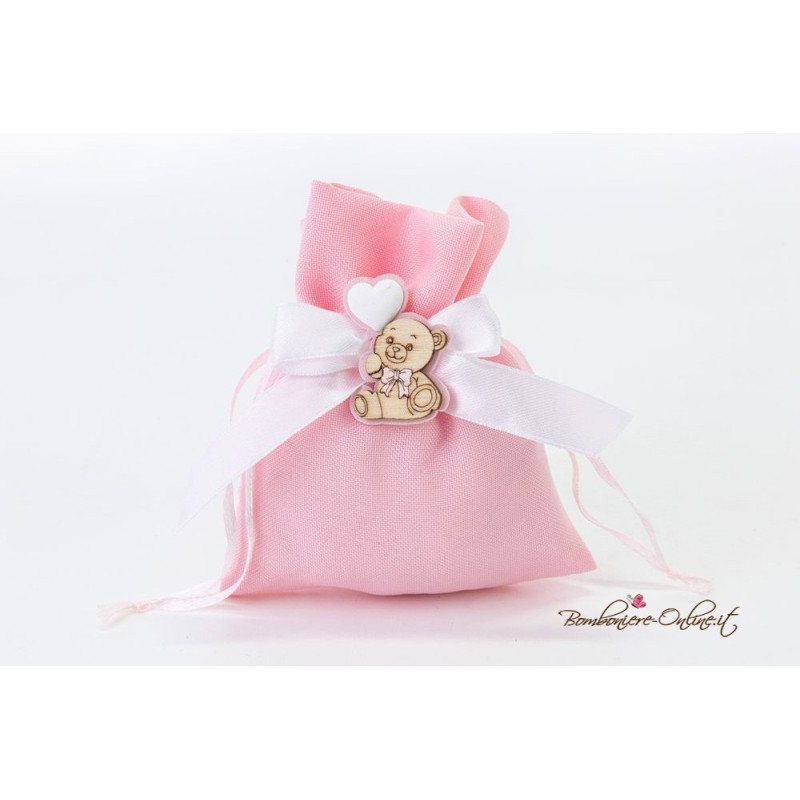 Sacchetto rosa con orsetto