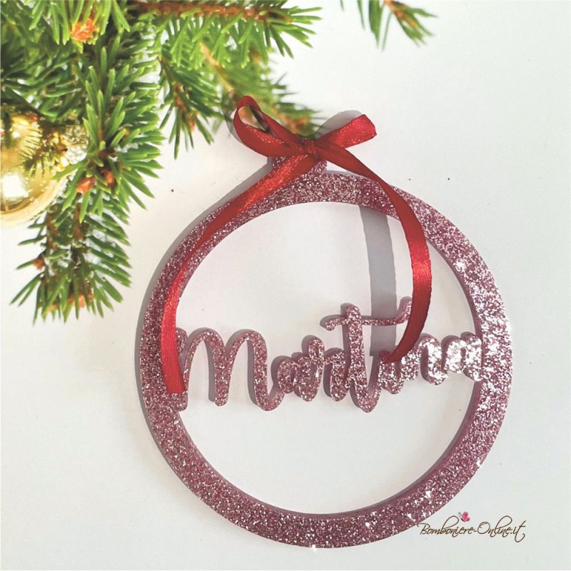 Palla di Natale con nome taglio laser 06